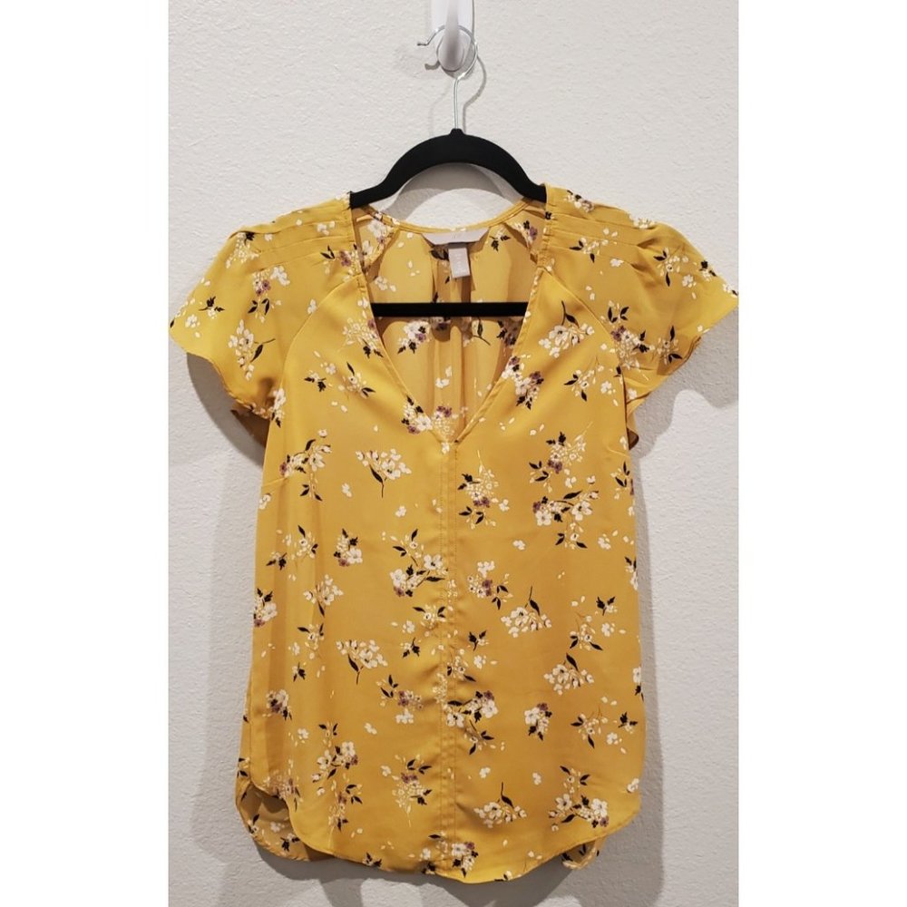 H&M Yellow Floral Flutter Sleeved Top - Picture 2 of 4